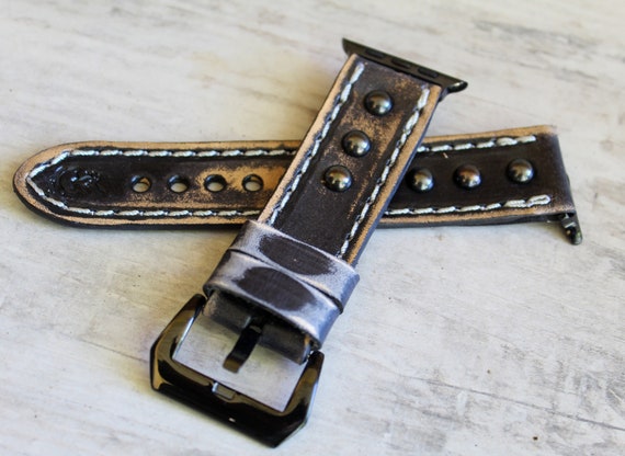 Buy Black Leather Apple Watch Band, Studded Apple Watch Strap