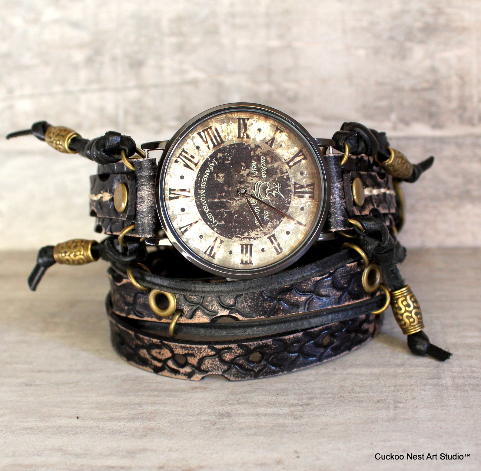 Women's Leather Wrist Watch Vintage Looking Watch With Etsy