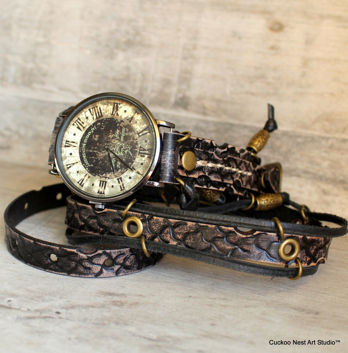 Women's Leather Wrist Watch Vintage Looking Watch With Etsy