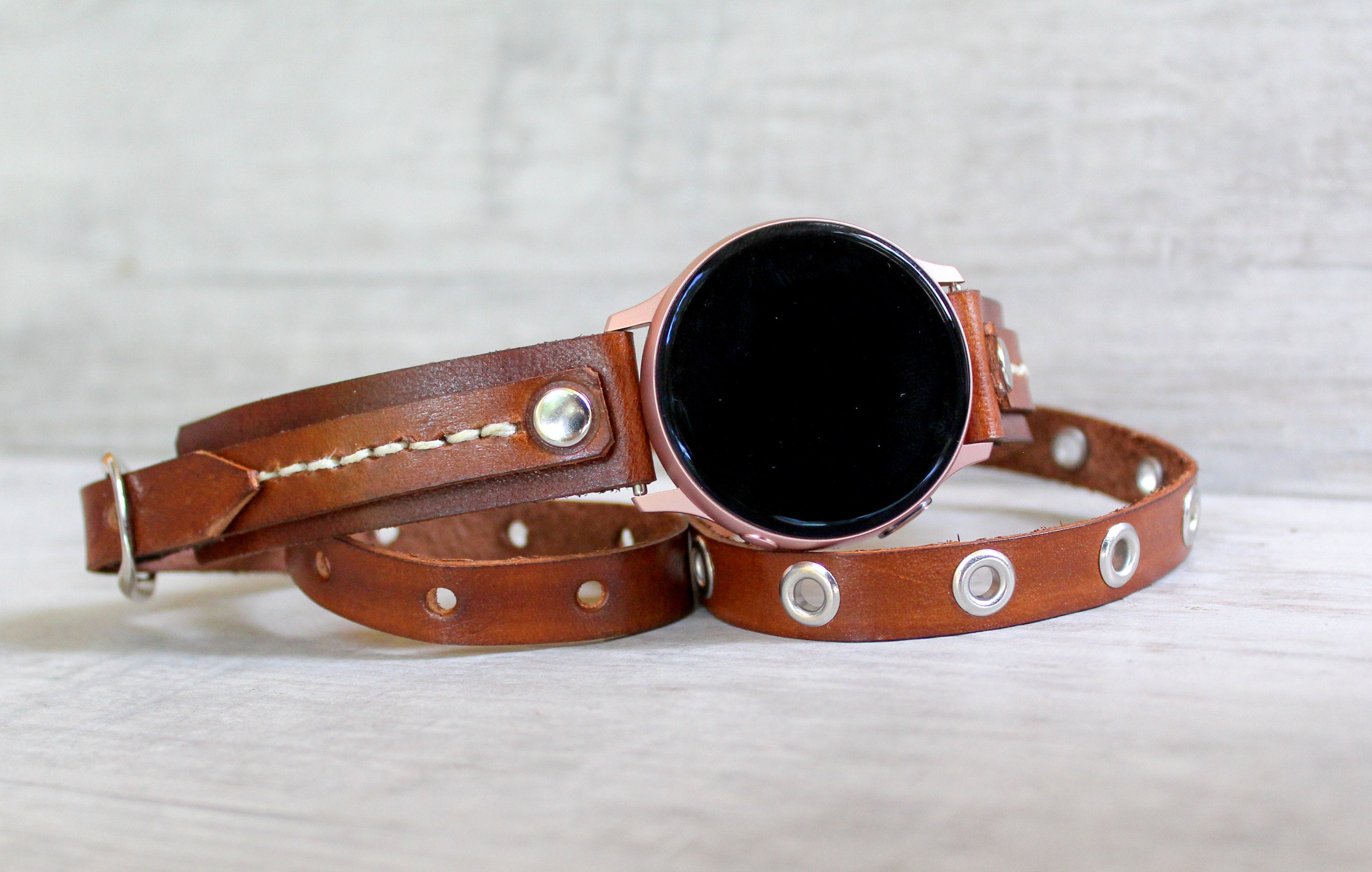 Rose Gold Samsung Active 2 Watch Band 40mm Full Grain Leather Etsy