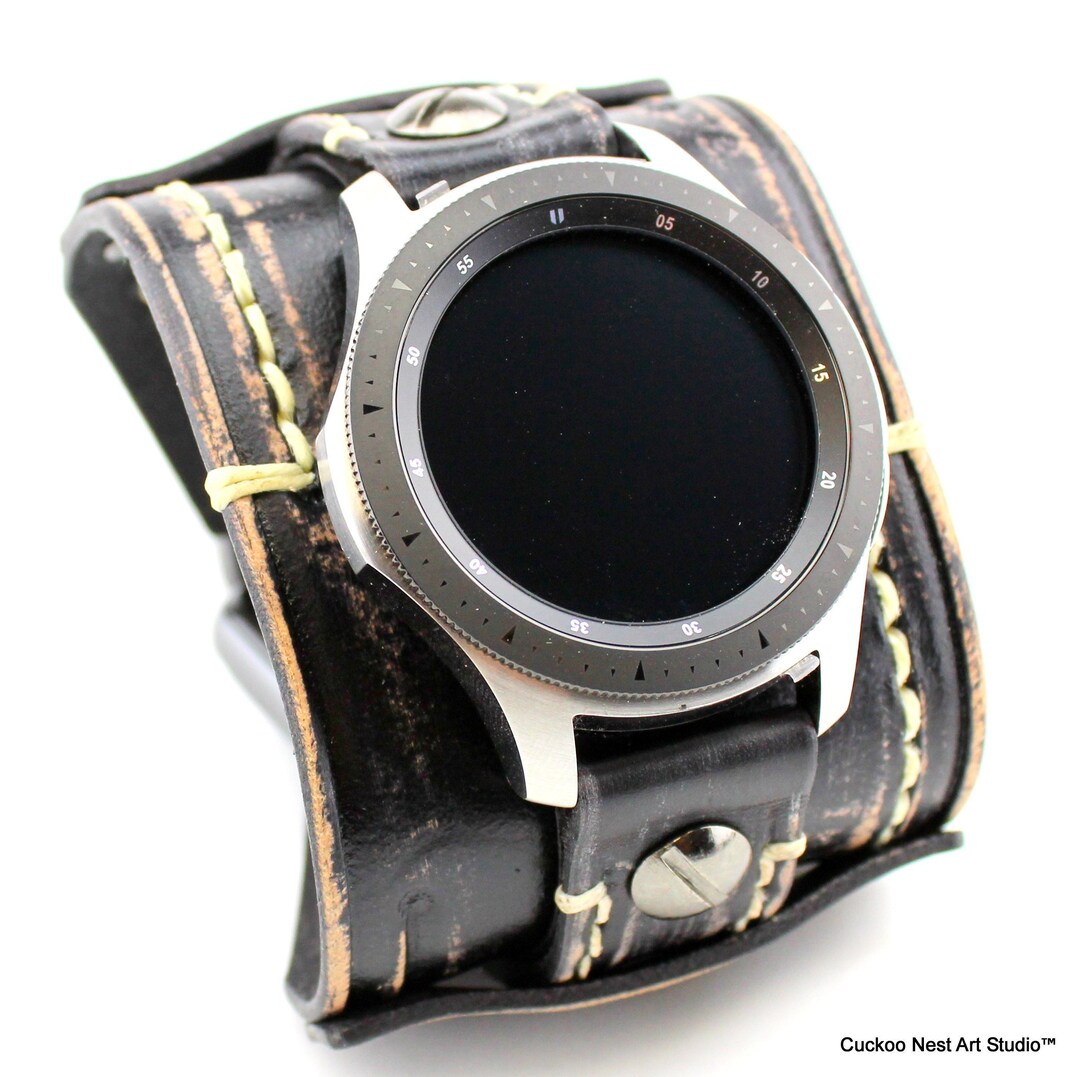 Samsung Leather Watch Band Samsung Galaxy Watch Black Active Etsy