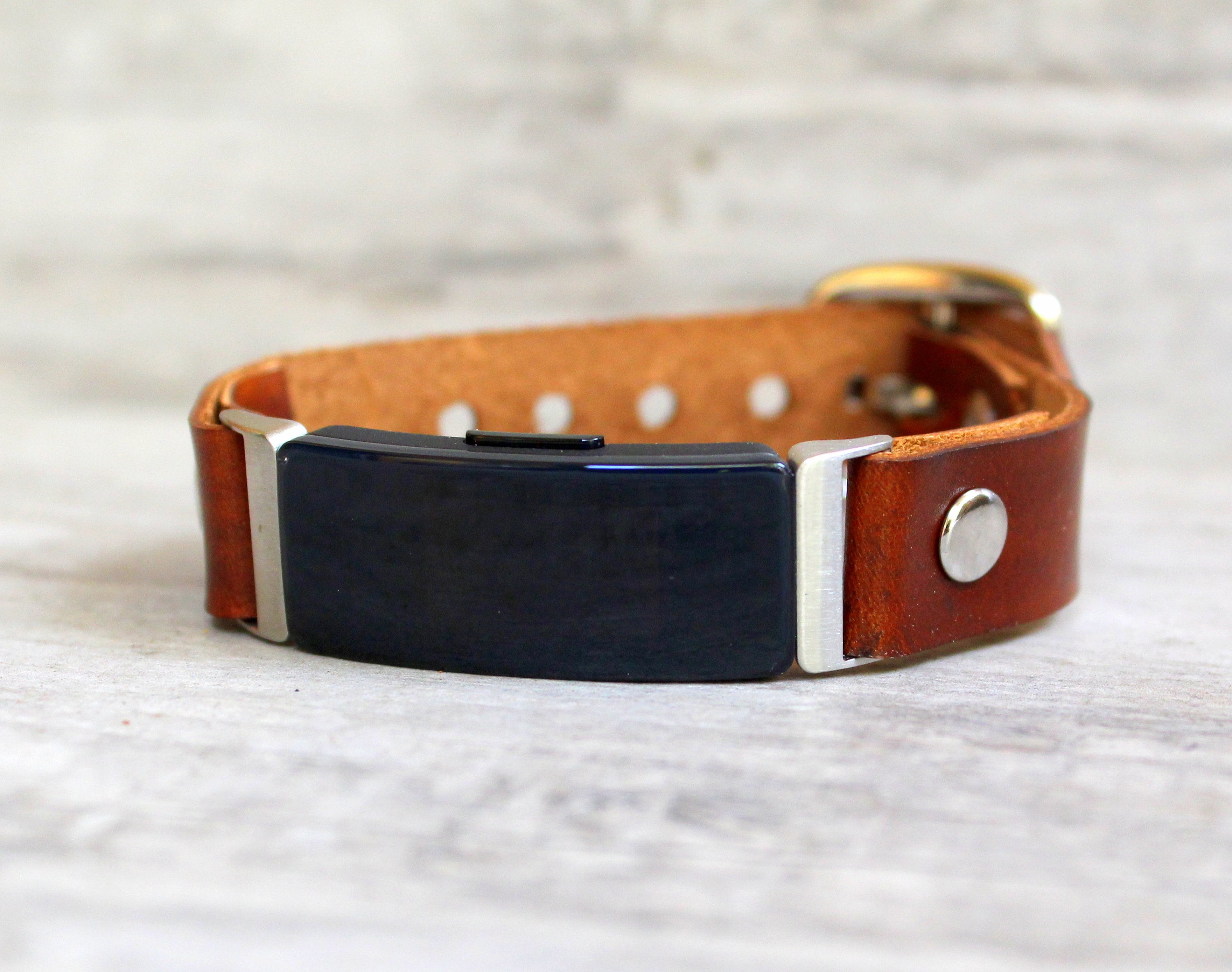 Fitbit Inspire 2 Band Gold & Leather Fitbit Inspire 2 Bracelet Boho Style  Distressed Brown Leather Strap Fitbit Inspire 2 Wristband Jewelry 