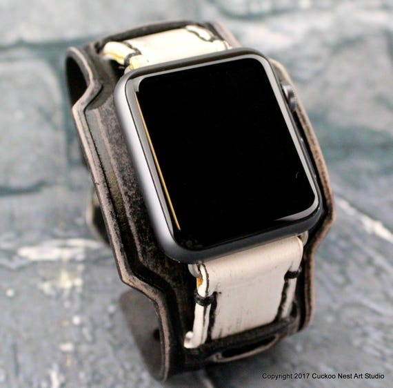 Men's Leather Apple Watch Band Leather Apple Watch Cuff Etsy