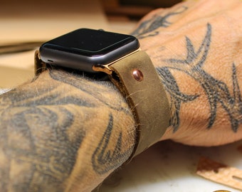 Men's Apple watch band, Leather apple watch band 45mm 42mm, 38mm, 40mm, 44mm, Leather apple strap, iWatch band, Men's birthday gift, Brown