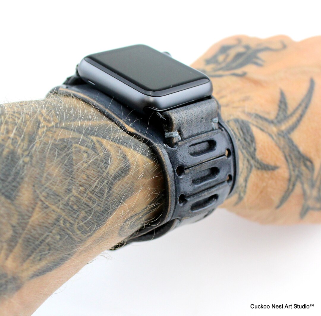 Gray Apple Watch Cuff, Leather Apple Watch Band, Apple Watch Band 42mm ...