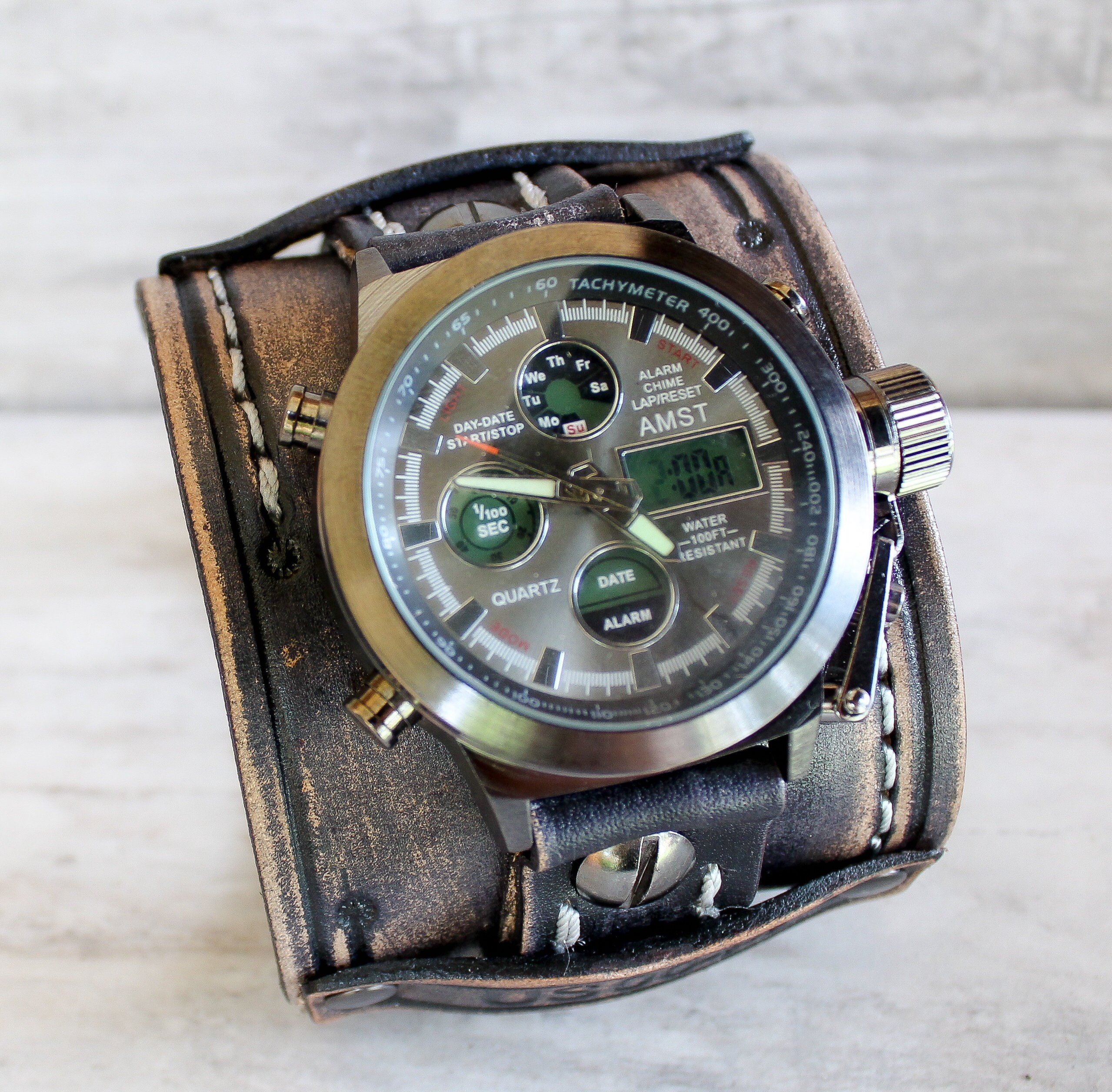 Orologio digitale con polsino in pelle nera da uomo Orologio | Etsy Italia