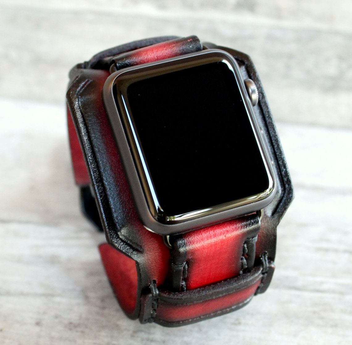 red and black apple watch band