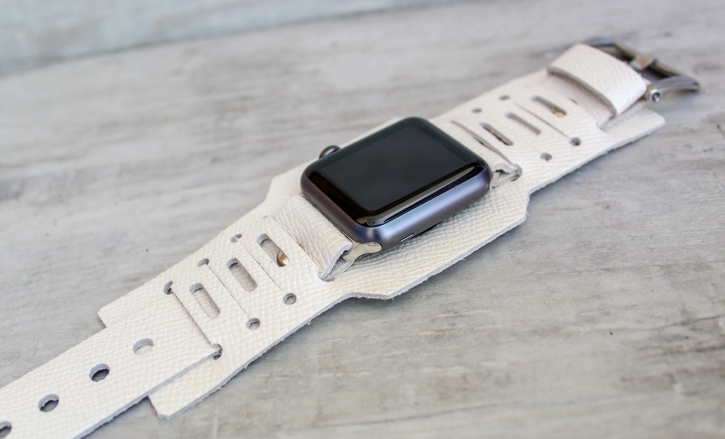lv white apple watch band