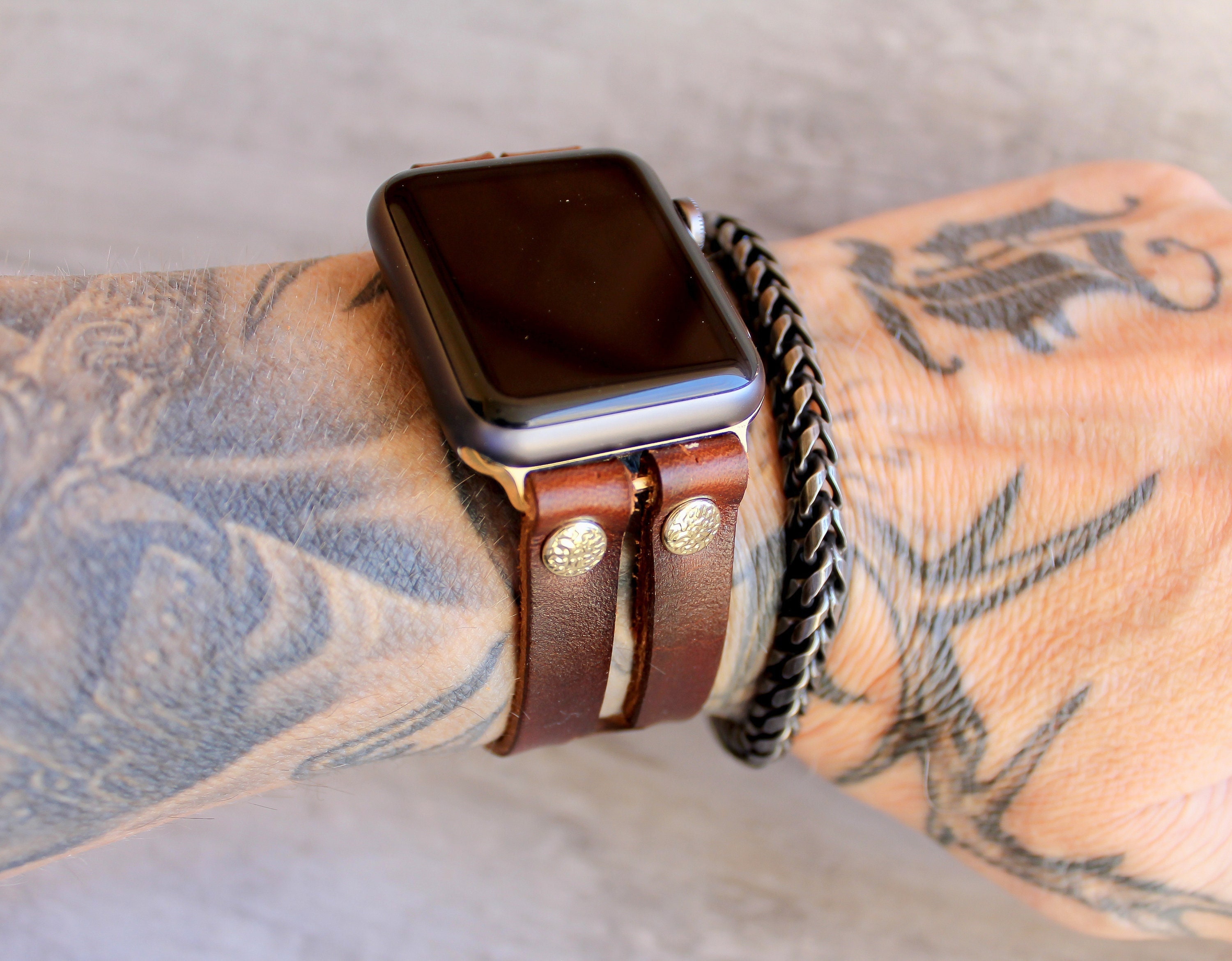 Bracelet de montre Apple en cuir SLIM marron, bracelet de montre Apple en cuir  marron 38/40/41/42/44/45/49mm bracelet iWatch cadeau d'anniversaire pour  hommes série 1-9 -  France