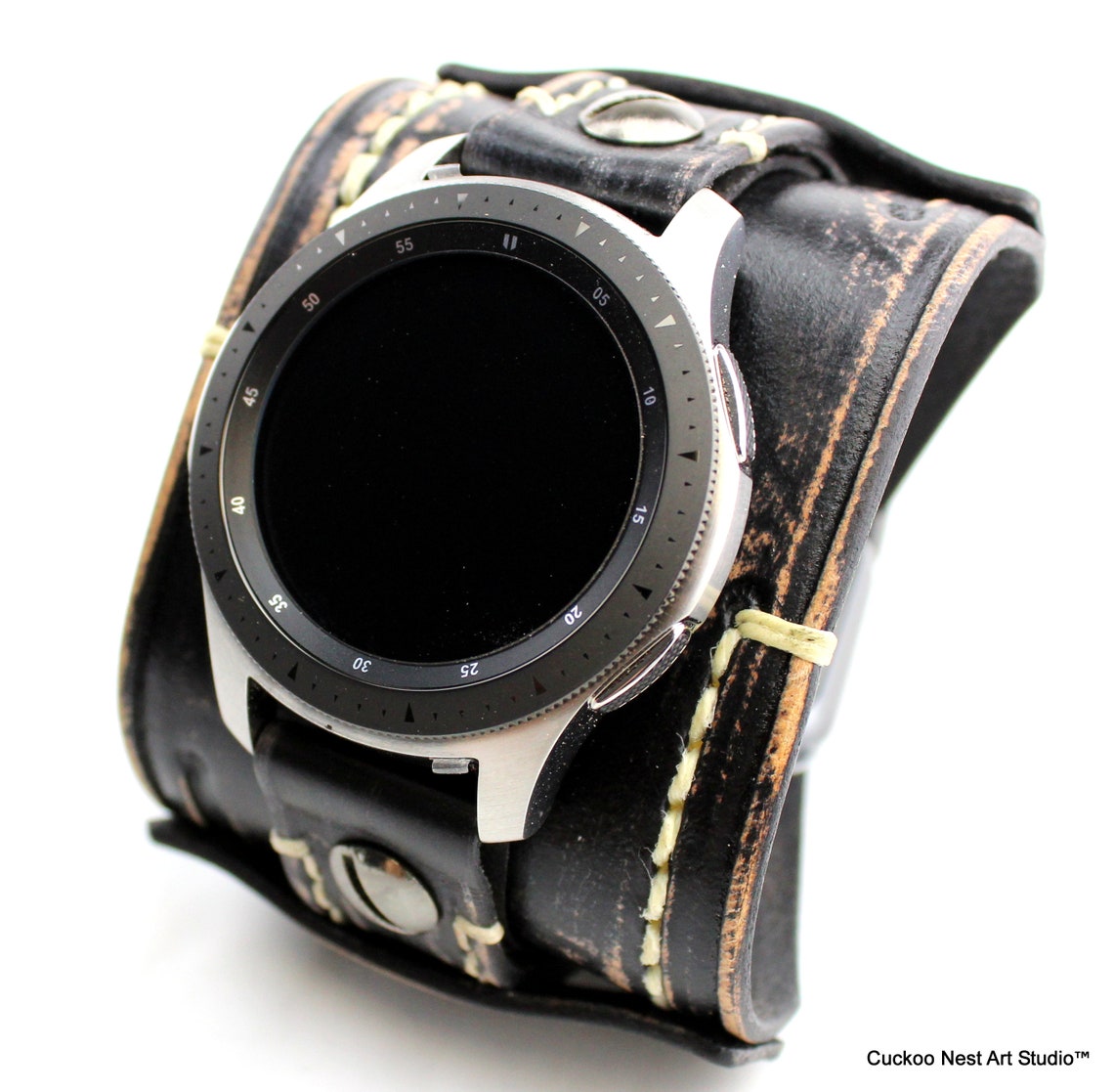 Samsung Leather Watch Band Samsung Galaxy Watch Black Active Etsy