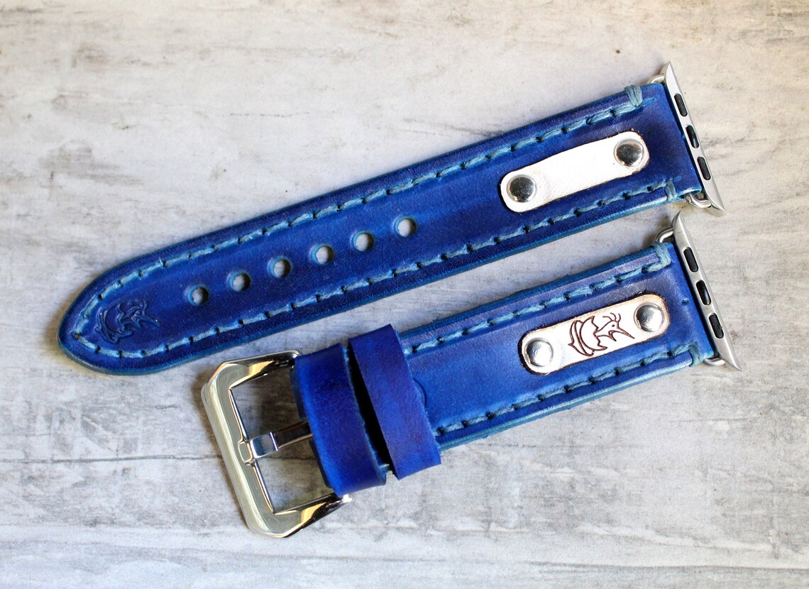 Navy Blue Apple Watch Band leather iWatch band Leather apple Etsy