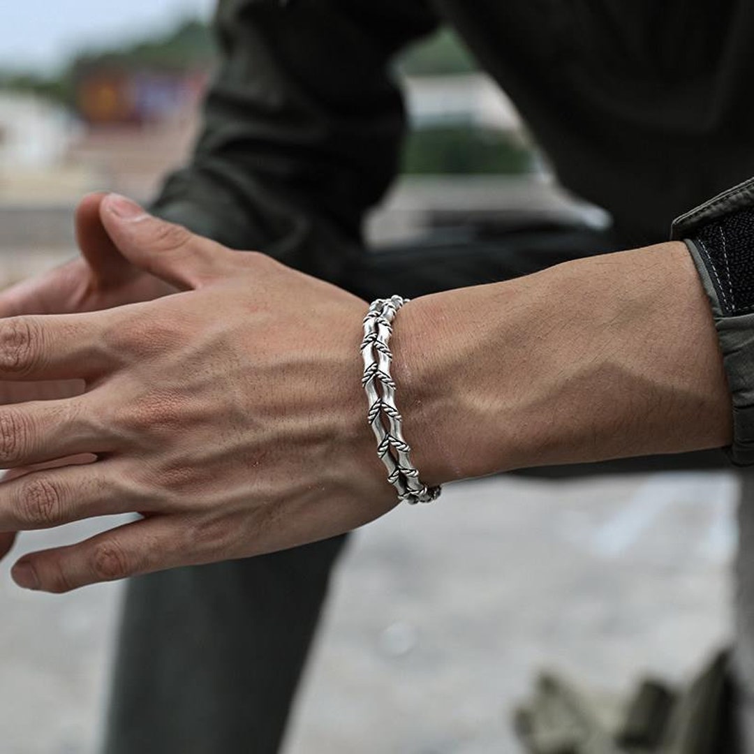 Modern Silver Chain Bracelet For Men No:5