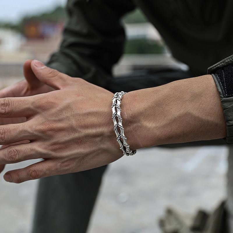 Silver Charm Layer Bracelet, Metal Bangles Bracelets