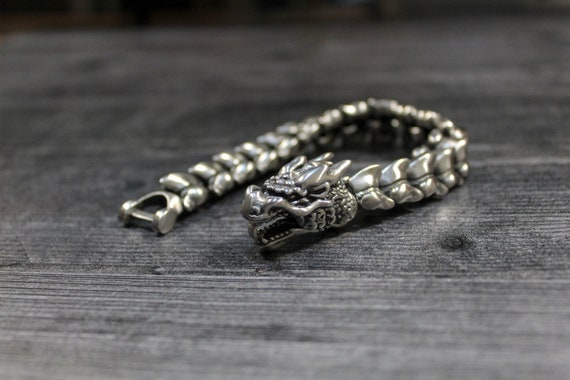 Mens silver dragon bracelet outlet