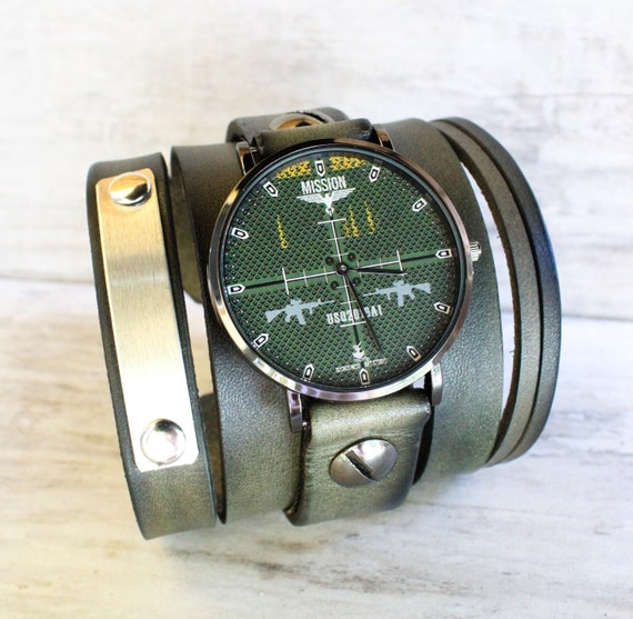 Green wrist watch sale