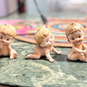 Vintage Unbranded Kewpie Doll  Bisque Sitting crawling Japan approx  3&quot;H 2&quot;L each