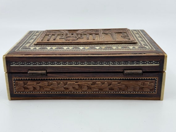 Vintage Eastern Indian Hand Carved SandalWood box… - image 6