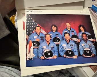 Vintage NASA Space Shuttle Astronaut Photo with Official Stickers