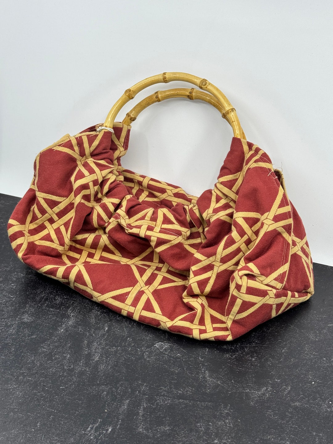 バッグ VINTAGE 80s 90s CHRYSANTHEMUM HANABI BAG Hippie Bag With Zipper Fringe Purse Bohemian Hobo Bag