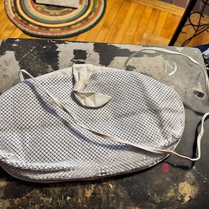 Vintage white Mesh Chainmail, leather and satin shoulder bag purse
