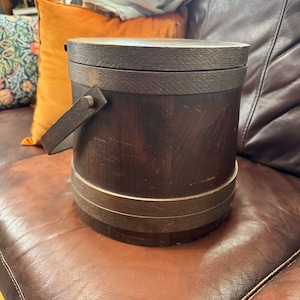 Vintage Antique Basketville Vermont Wood Firkin Sugar Bucket