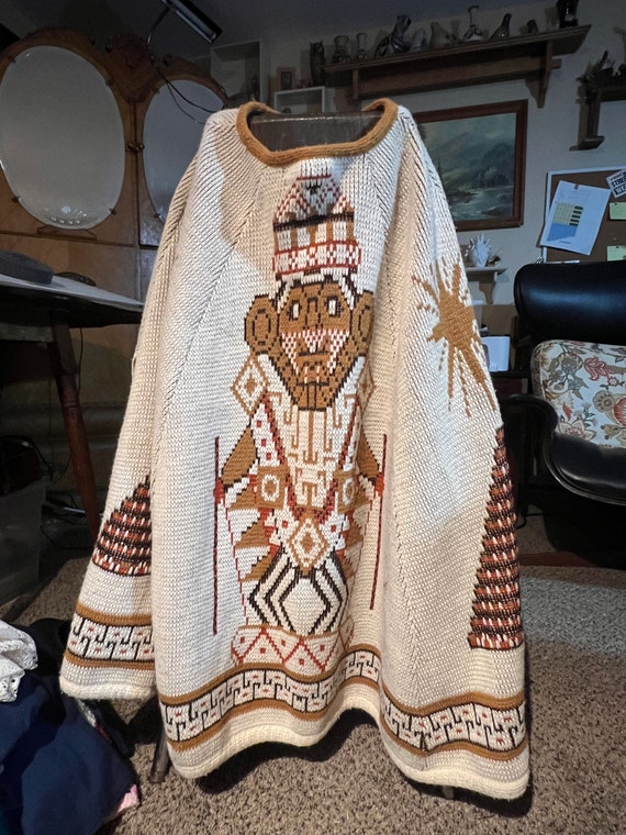 Vintage Sears Native American poncho with Native A