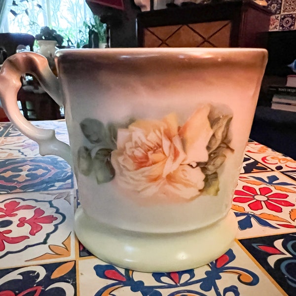 Vintage C.S. & Co. Marseille Bavaria Yellow Roses White Porcelain Shaving Mug Cup
