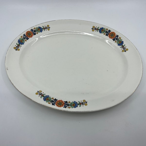 One Vintage Cleveland China Plate with Yellow, Red and Blue berries pattern 847 serving plate! Oval