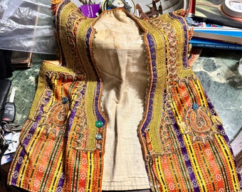 Antique Jacket, Embroidery Vest Turkish Dress, Traditional Costume
