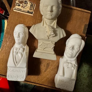 Vintage Composer Halbe Miniature Vinyl Bust Figurines - Lot of 3