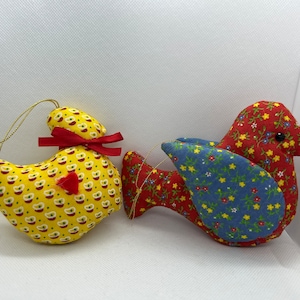 Vintage handcrafted quilted bird ornaments