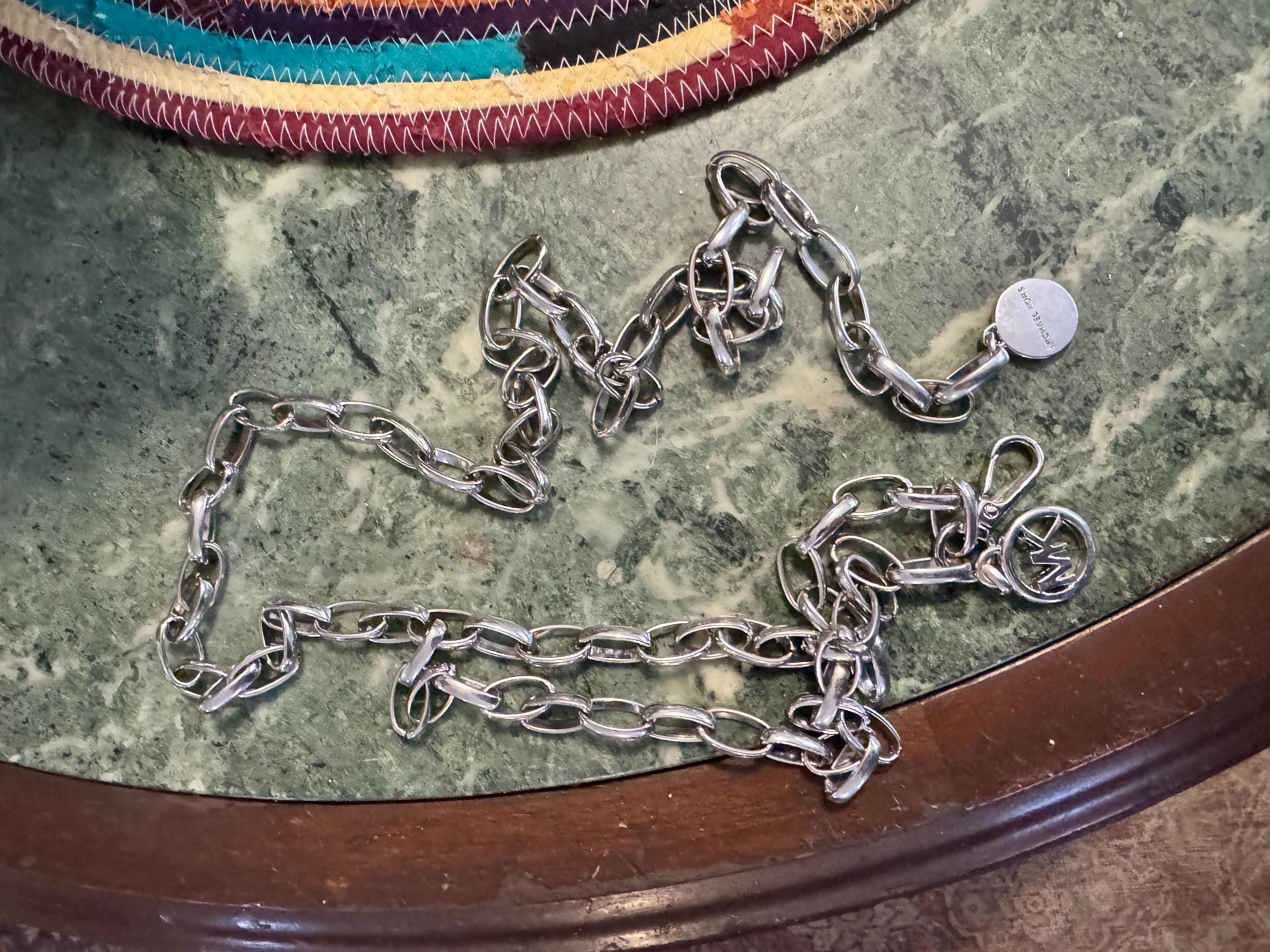 Michael Kors Silver Tone Chain Link Belt Adjustable 43 in  display picture 2