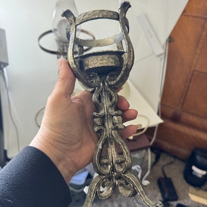 Vintage heavy Solid Cast Iron Victorian Era Candle Holder