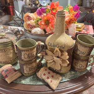 Vintage style Americana grubby coffee set Okde Crow Coffee Company