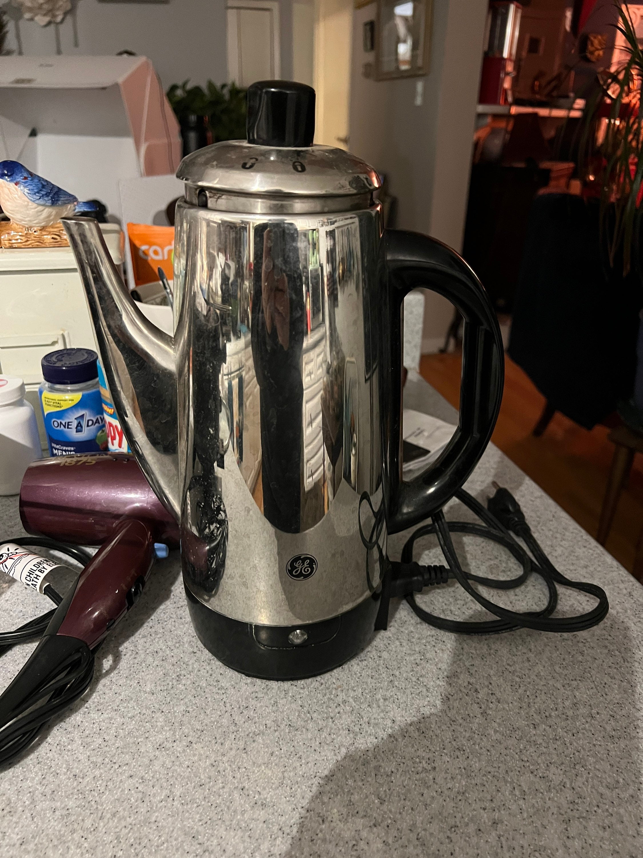 General Electric Vintage GE Automatic Percolator 8 Cup Chrome