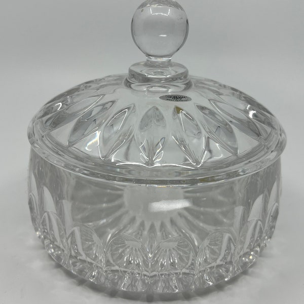 Vintage Gorham lead Crystal Althea (Cut) 4” Candy dish with ball finial lid