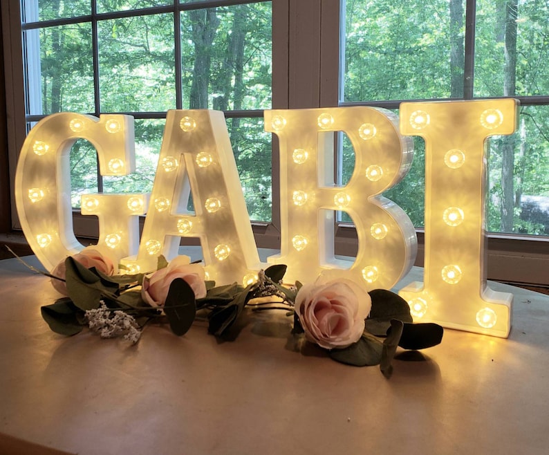 GOLD Wedding Marquee Letters Personalized Light Letters Light Up Letter Marquee Sign Etsy Wedding Gift Table Light Up Name Sign image 2