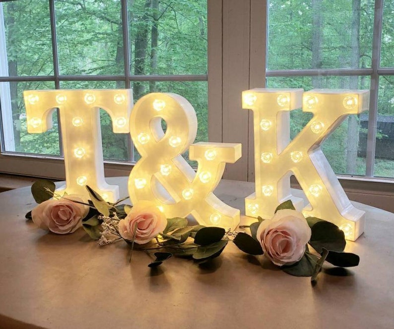 GOLD Wedding Marquee Letters Personalized Light Letters Light Up Letter Marquee Sign Etsy Wedding Gift Table Light Up Name Sign image 4