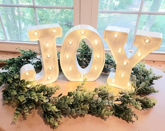 JOY Metal Marquee Light/Christmas Light Up Letters/Light Up Letter/Marquee Sign/Etsy Wedding Sign/ Marquee Letter/Table Light Up Name Sign
