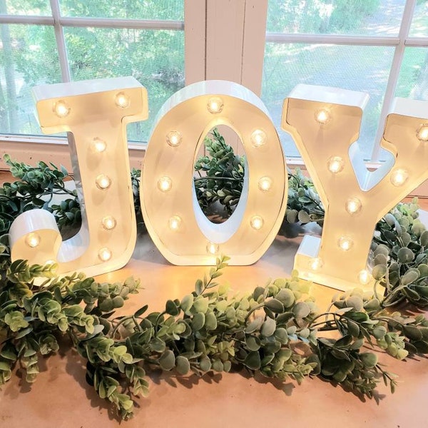 JOY Metal Marquee Light/Christmas Light Up Letters/Light Up Letter/Marquee Sign/Etsy Wedding Sign/ Marquee Letter/Table Light Up Name Sign