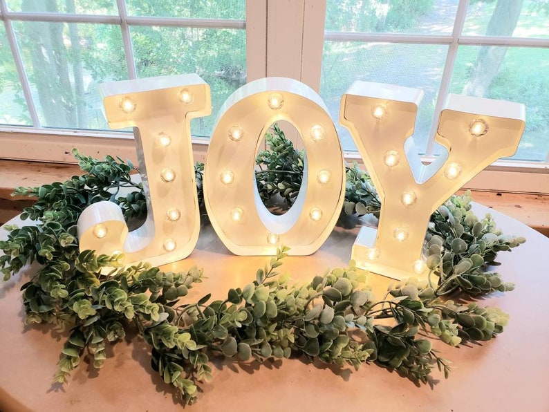 JOY Metal Marquee Light/Christmas Light Up Letters/Light Up Letter/Marquee Sign/Etsy Wedding Sign/ Marquee Letter/Table Light Up Name Sign image 2