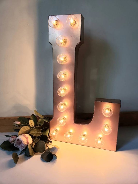 Copper Galvanized Metal Marquee Large Light Up Letter Light Etsy