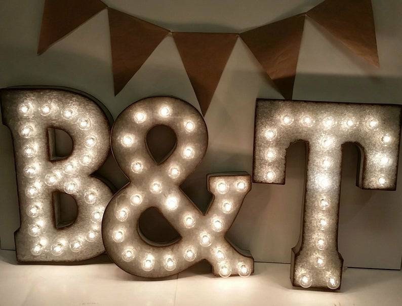 GOLD Large Wedding Marquee Light Light Up Letter Giant Light Up Letter/ LED Marquee Sign/ Etsy Wedding Sign/Marquee Letter/21 Light image 2