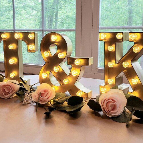 6" tall GOLD L LED Lighted Marquee Letters Sign Party Wedding Events Decorations 