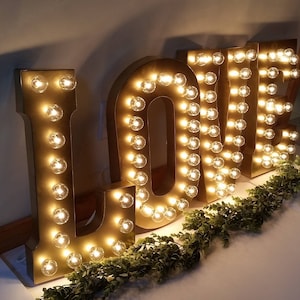 GOLD Large Wedding Marquee Light Light Up Letter Giant Light Up Letter/ LED Marquee Sign/ Etsy Wedding Sign/Marquee Letter/21 Light image 1