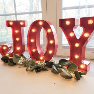 JOY Metal Marquee Light/Christmas Light Up Letters/Light Up Letter/Marquee Sign/Etsy Wedding Sign/ Marquee Letter/Table Light Up Name Sign image 1