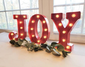 JOY Metal Marquee Light/Christmas Light Up Letters/Light Up Letter/Marquee Sign/Etsy Wedding Sign/ Marquee Letter/Table Light Up Name Sign