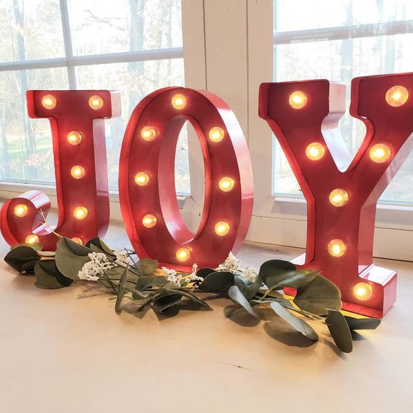 JOY Metal Marquee Light/Christmas Light Up Letters/Light Up Letter/Marquee Sign/Etsy Wedding Sign/ Marquee Letter/Table Light Up Name Sign