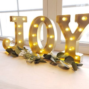 JOY Metal Marquee Light/Christmas Light Up Letters/Light Up Letter/Marquee Sign/Etsy Wedding Sign/ Marquee Letter/Table Light Up Name Sign