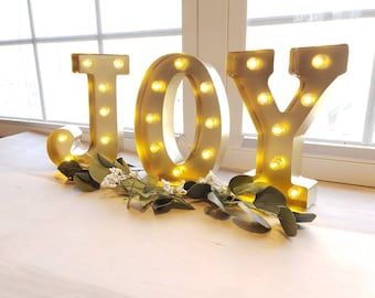 JOY Metal Marquee Light/Christmas Light Up Letters/Light Up Letter/Marquee Sign/Etsy Wedding Sign/ Marquee Letter/Table Light Up Name Sign